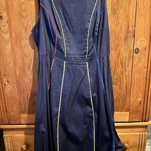 Modcloth Navy Dress with Colorful Trim